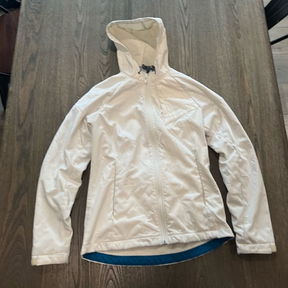 Free Country White Athletic Jacket Hooded Full Zip Fleece Lined Size S